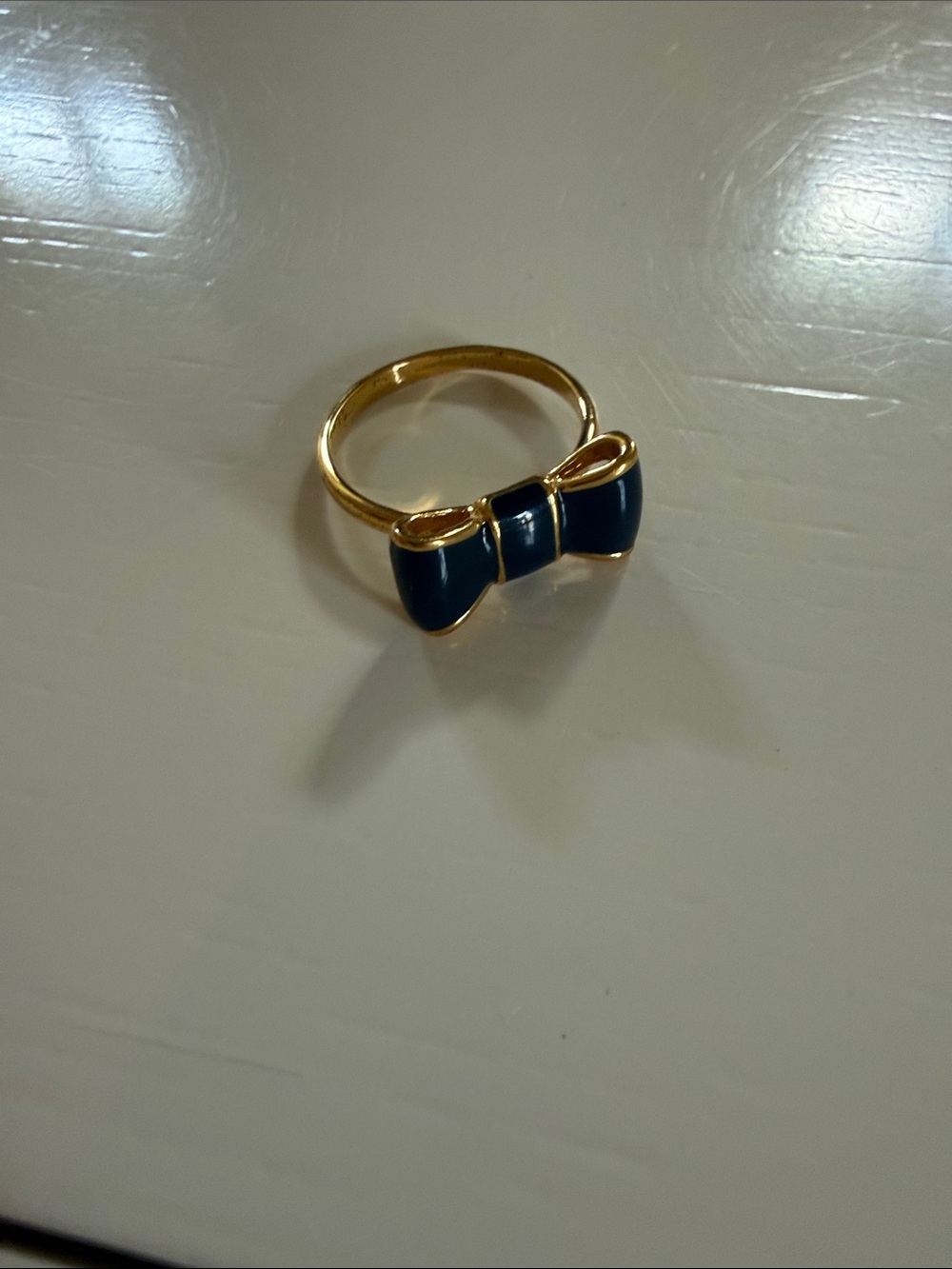 kate spade Gold Ring with Navy Bow Enamel size 8